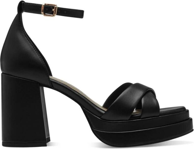 Marco tozzi Zwarte platte sandalen voor vrouwen Black Dames