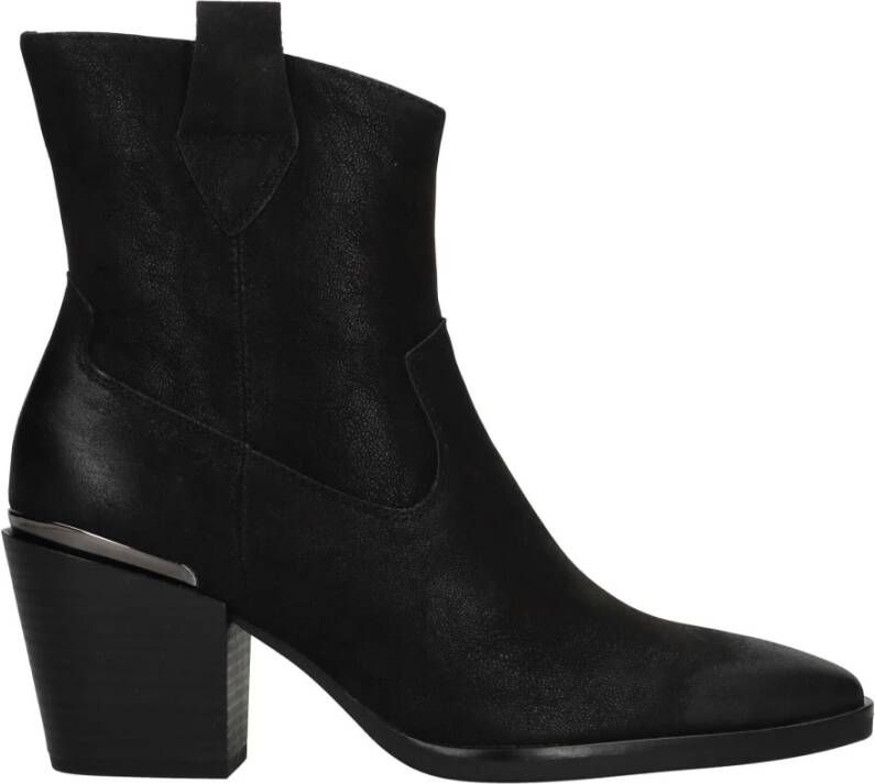 marco tozzi Zwarte Western Stijl Enkellaars Black Dames