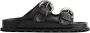 Marine Serre Stijlvolle zwarte leren sandalen Black Dames - Thumbnail 1