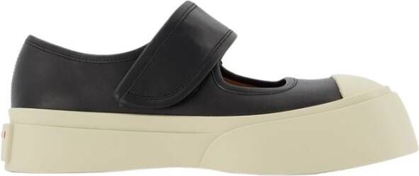 Marni Zwarte Leren Sneakers met Uitgesneden Detail Black Dames