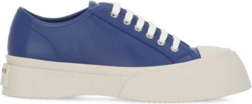 Marni Blauwe Leren Sneakers met Contrasterende Zool Blue Dames