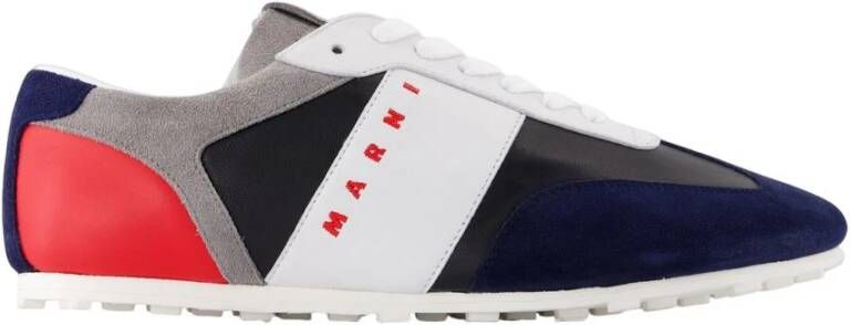 Marni Blauwe Leren Sneakers met Top Veters