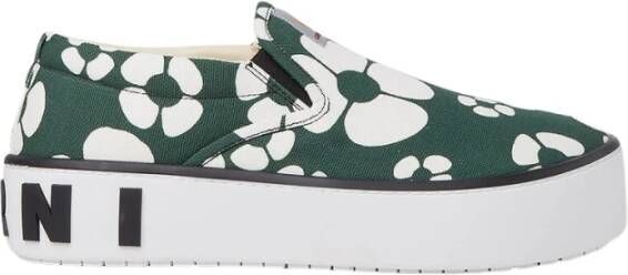 Marni Bloemen Canvas Sneakers Green Dames