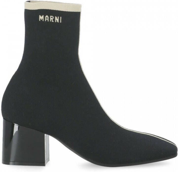 Marni Elastische zwarte laarzen met hak Black Dames