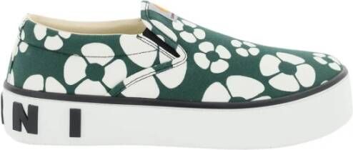 Marni Canvas Slip-On Sneakers met Bloemenmotief en Logo Multicolor Heren
