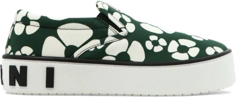 Marni Canvas Slip-On Sneakers met Bloemenmotief en Logo Multicolor Heren