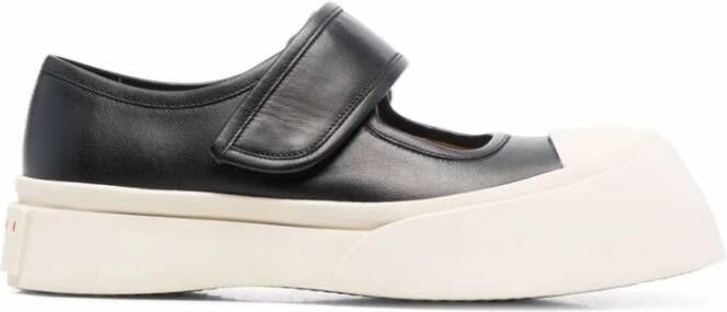 Marni Zwarte Leren Sneakers met Uitgesneden Detail Black Dames