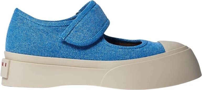Marni Denim Strap Sneakers met Versterkte Neus Blue Dames