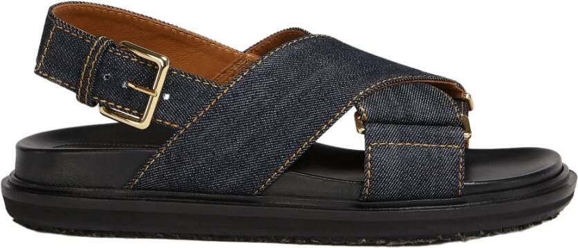 Marni Denim Geweven Gespsandalen Blue Dames