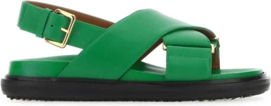 Marni Rechthoekige Ring Platte Sandalen Groen Dames