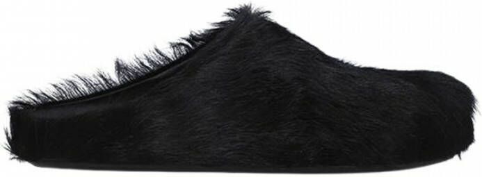 Marni Fussbet Sabot slippers met kalfshaar Zwart - Foto 1