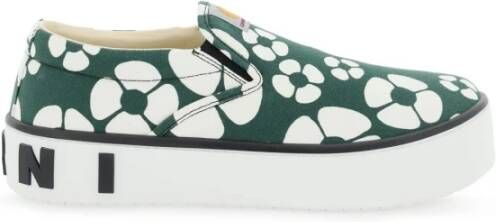 Marni Canvas Slip-On Sneakers met Bloemenmotief en Logo Multicolor Heren