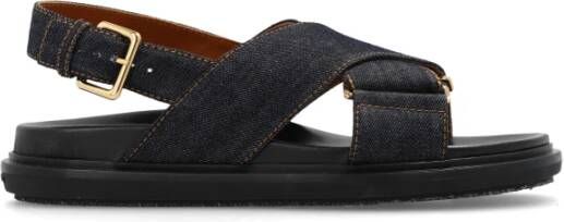 Marni Denim Geweven Gespsandalen Blue Dames