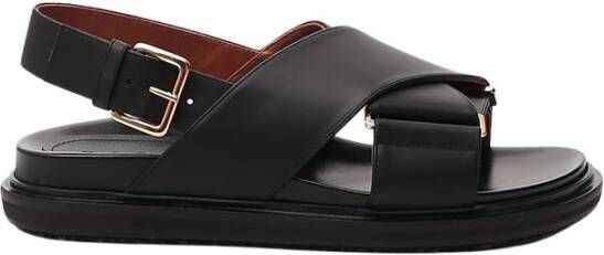 Marni Sandalen Fussbett Sandal In White Leather in wit