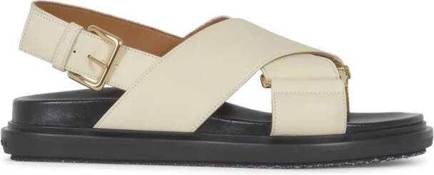 Marni Leren sandalen met 'Fussbett' Beige Dames