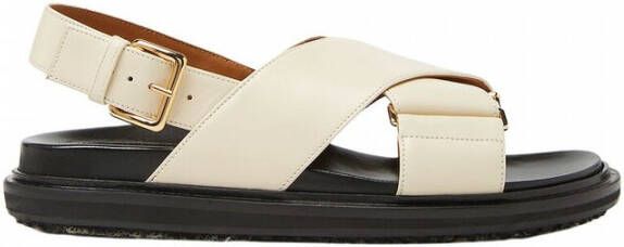 Marni Sandalen Fussbett Sandal In White Leather in wit