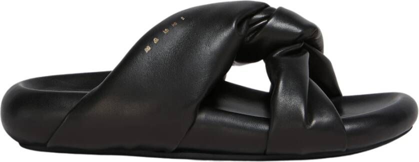 Marni Gedraaide leren bubble sandaal Black Dames