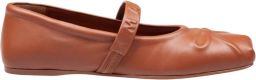 Marni Leren Ballerina Flats met Ingedrukte Strik Brown Dames