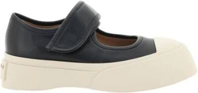 Marni Leren Sneakers met 100% Rubberen Zool Black Dames