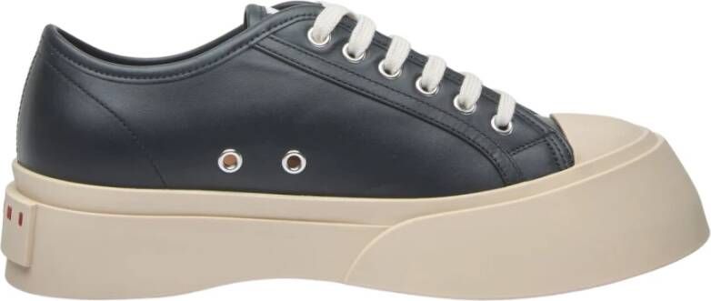Marni Zwarte Leren Sneakers met Contrasterende Details Black Dames