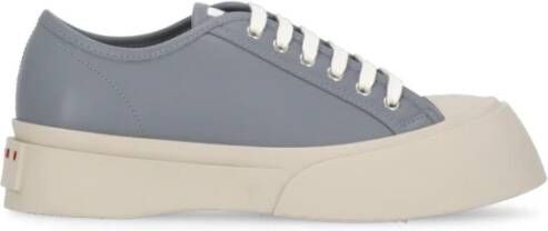 Marni Grijze Leren Sneakers met Contrasterende Zool Gray Dames