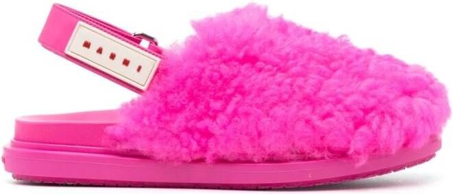 Marni Hot Pink Calf-Hair Mules Pink Dames