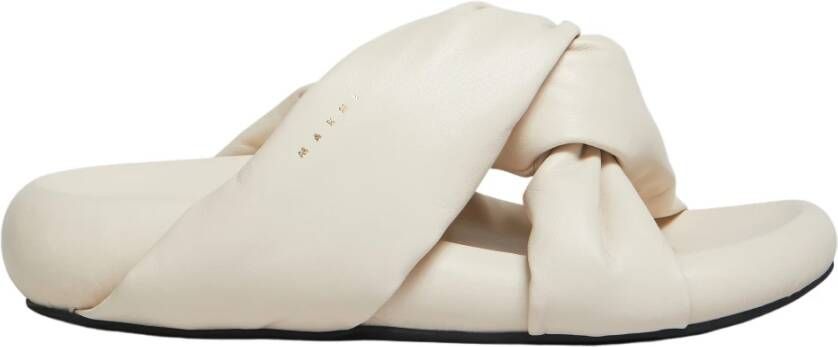 Marni Ivory twisted leather bubble sandal Beige Dames