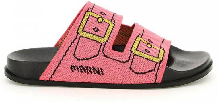 Marni jacquard slides Roze Dames