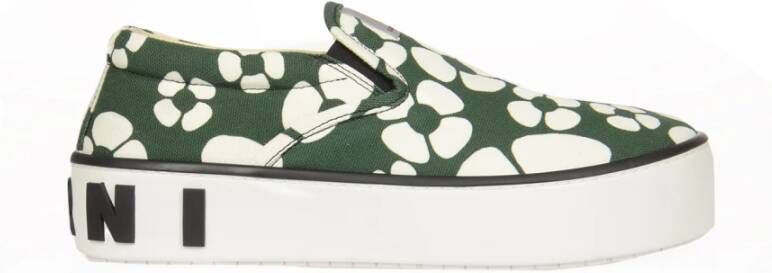 Marni Canvas Slip-On Sneakers met Bloemenmotief en Logo Multicolor Heren