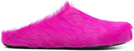 Marni Fussbet Sabot slippers met kalfshaar Paars - Foto 5