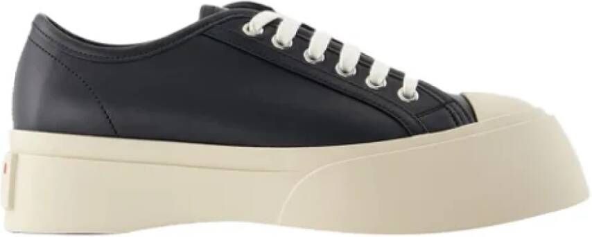 Marni Zwarte Leren Sneakers met Contrasterende Details Black Dames