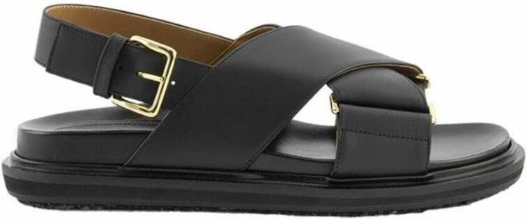 Marni Sandalen Fussbett Sandal In White Leather in wit