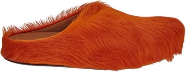 Marni Fussbett Sabot slippers met kalfshaar Oranje - Foto 9