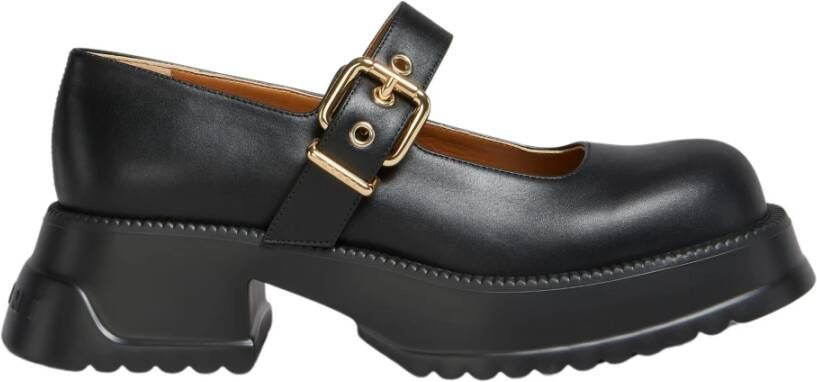 Marni Leren mary jane met plateauzool Black Dames