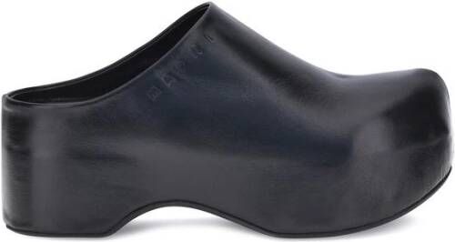 Marni Zwarte Leren Sabot Sandalen met Messing Details