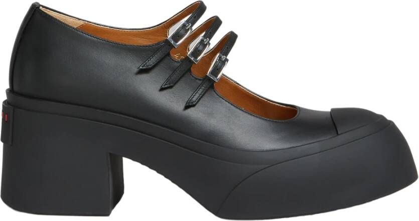 Marni Leren pablo triple-gesp mary jane schoen Black Dames