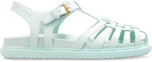 Marni Sandalen Light Blue Leather Gladiator Sandals in blauw