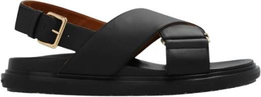 Marni Iconische leren sandalen met kruisband Black Dames