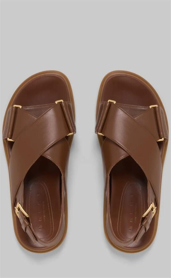 Marni Bruine platte sandalen voor vrouwen Bruin Dames - Foto 2