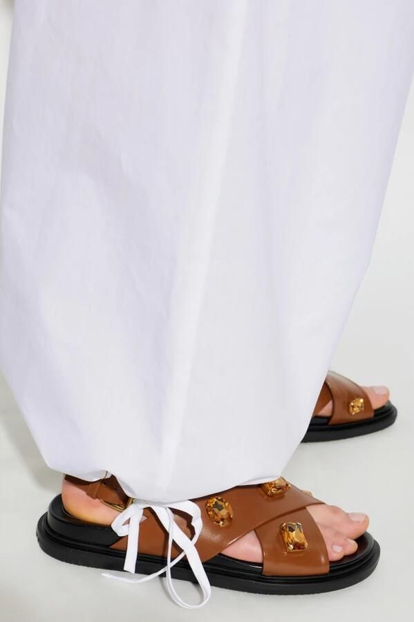 Marni Leren sandalen met glinsterende versieringen - Foto 2