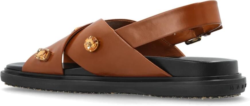 Marni Leren sandalen met glinsterende versieringen - Foto 5