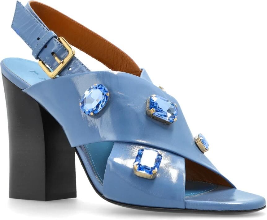 Marni Leren Sandalen met Hak - Foto 3