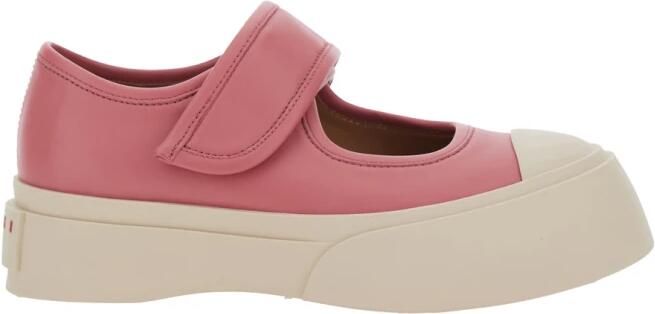 Marni Roze Leren Ballerina's Ronde Neus