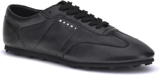 Marni Zwarte leren vetersneakers - Foto 7
