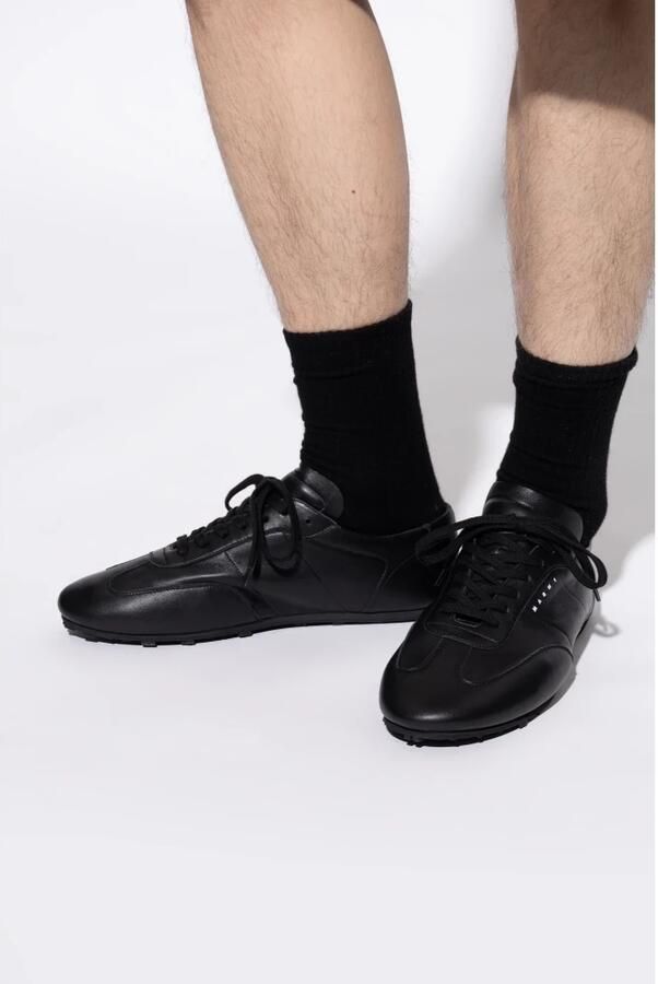 Marni Zwarte leren vetersneakers - Foto 2