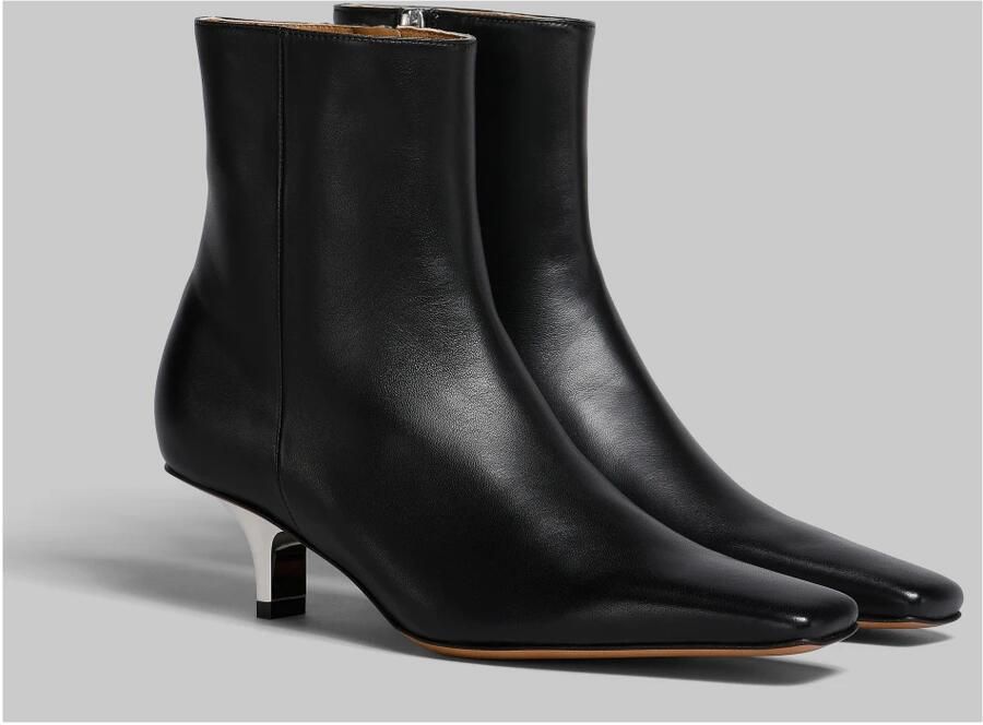 Marni Leren enkellaarzen met hak Black Dames