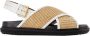 Marni Leren en Raffia Kruisband Sandalen Beige Dames - Thumbnail 1