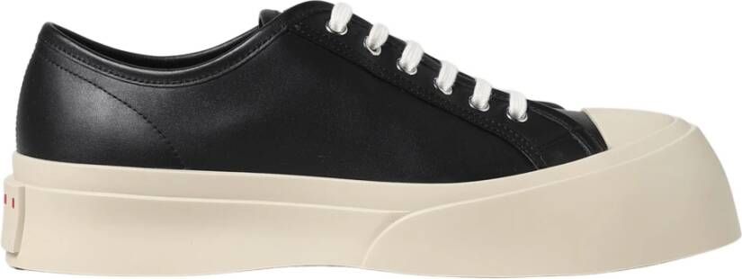 Marni Zwarte Leren Herensneakers Zwart Heren