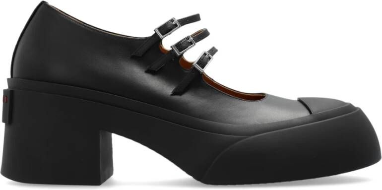 Marni Leren pablo triple-gesp mary jane schoen Black Dames