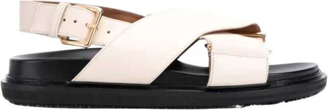 Marni Sandalen Fussbett Sandal In White Leather in wit